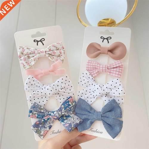4Pcs/Set Floral Hair Clip Set Girl Cute Bow Flower Lace Trim
