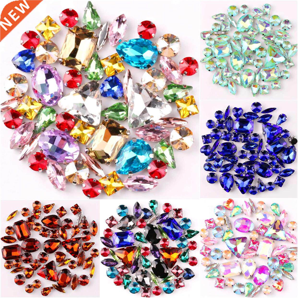 Silver claw setting 50pcs/bag shapes mix clear & jelly c