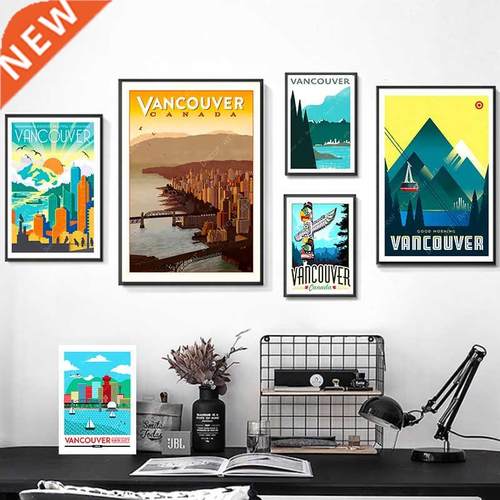 Rain City Canada Vancouver Map Vintage Retro Travel Classic