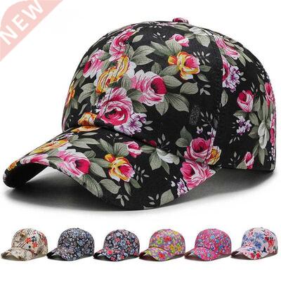 Women Sunscreen Cap Rose Floral Print Baseball Cap Sport Cas