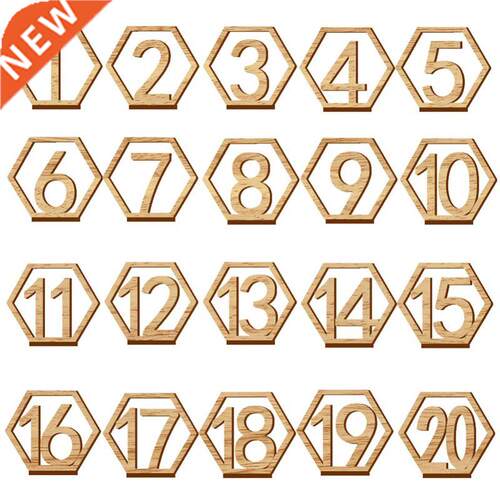 1-20 Numbers Wood Signs Wedding Hexagon Table Number Wooden