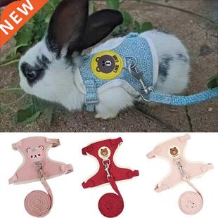 Cartoon Print Cat Rabbit Harness and Leash Set Bunny Rabbits