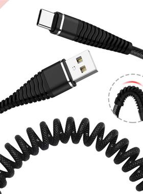 Spring USB C Micro USB Cable Retractable Charging Cable