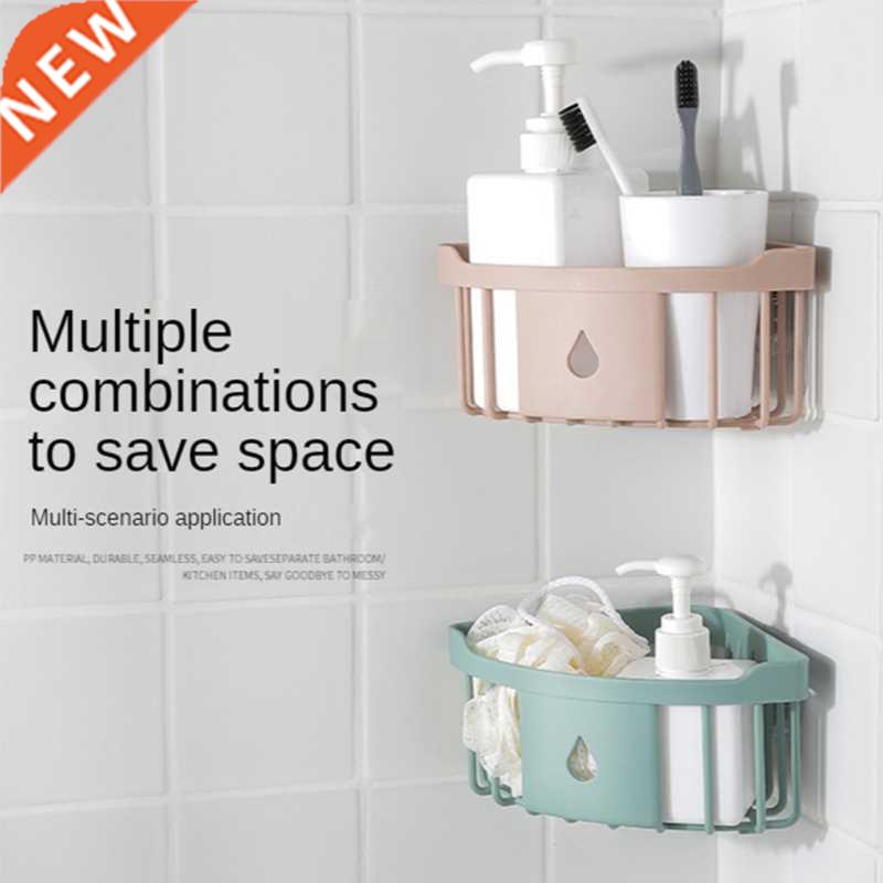 1 tier Bathroom Plastic Shelf Wall-Free Punching Shower