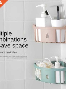 1 tier Bathroom Plastic Shelf Wall-Free Punching Shower