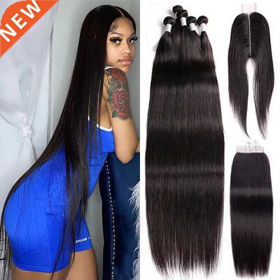 Straight Bundles With Closure 2X6 Middle Part Lace Closure A
