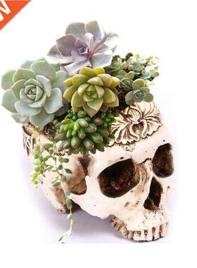 Halloween Flowerpot Skull Shaped Resin Vase Flower