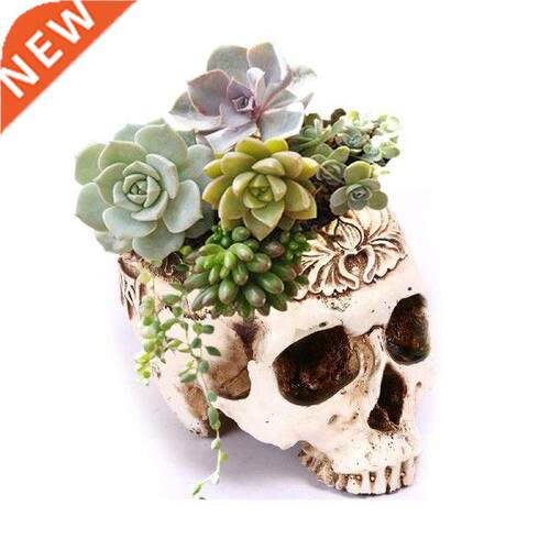 Halloween Flowerpot Skull Shaped Resin Vase Flower