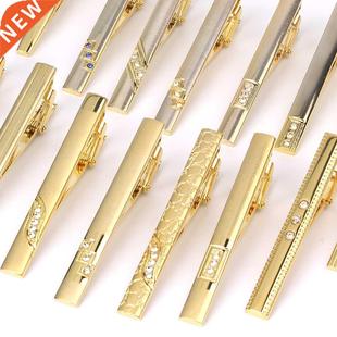 New Tie Clips Men's Metal Necktie Bar Crystal Dress Shirts T