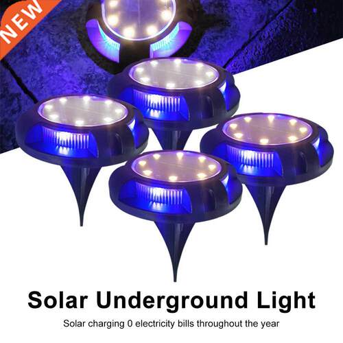 4pcs Solar Ground Lights LED Disk Lights Solar Powered