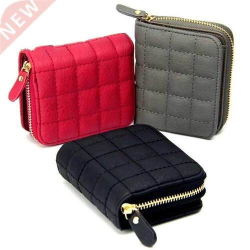 Women Short Wallets PU Leather Female Plaid Purses Card Hol