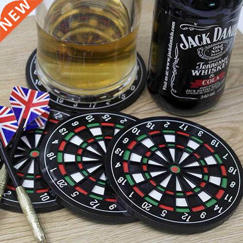 4pcs/set Dart Board Styled Coaster Mats Heat-resistant Mug