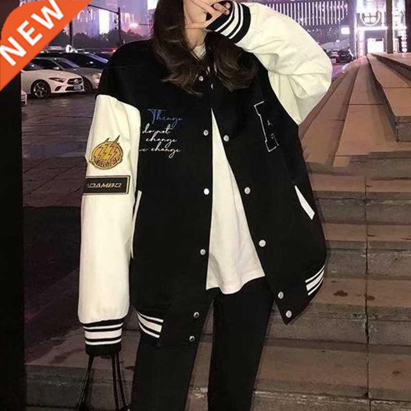 Casual Bear Embroidery Bomber Jacket Women Round Collar Pock