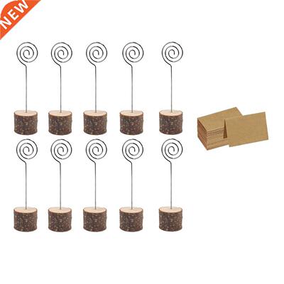 30Pc Wood Place Card Holders with Swirl Wire Kraft Place Car