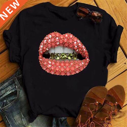 ZOGANK Femme Harajuku Short Sleeves T Shirt Women Lip Funny