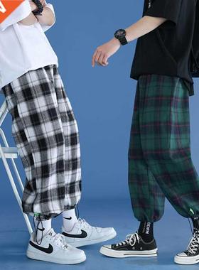 ndy Plaid Streetwear Pants Men's 2021 New Comfortabl