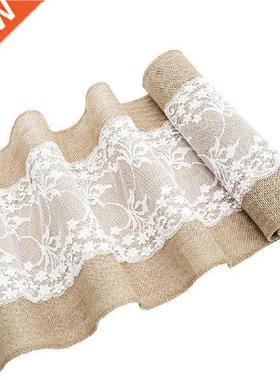 New 3Pcs Table Runner Table Tape Burlap Jute Lace Wedding