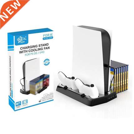 For PS5 DE/UHD Game Console Charging Stand with Cooling Fan