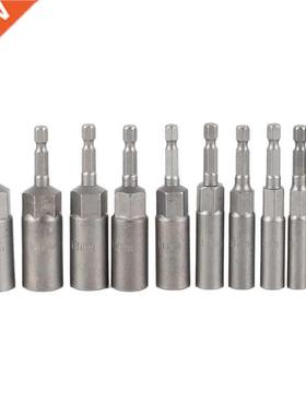 10Pc 1/4 Inch Wrench Hex Bit Socket Set Deep Long 1/2 Inch I