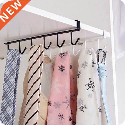 Kitchen Iron 6 Hooks Storage Shelf Wardrobe Cabinet Metal