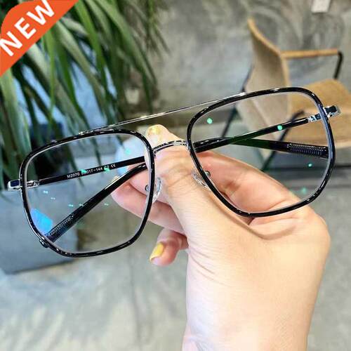 Retro Double Bridges Square Women Anti-Blu-Ray Glasses Frame