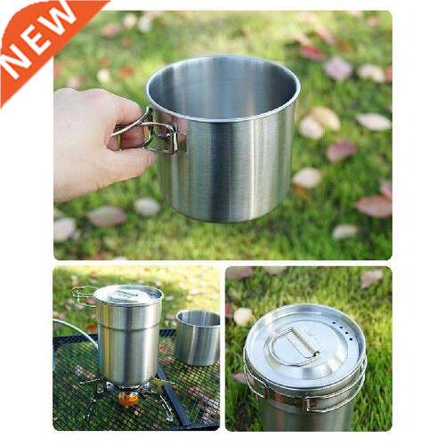 Outdoor 2-piece Pot 304 Steel Folding Two-piece Cup Water