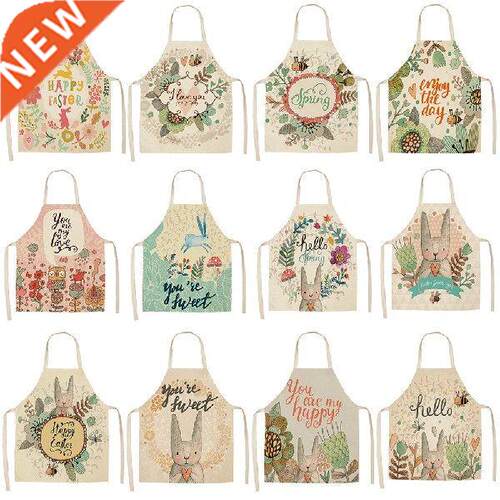 Cartoon Rabbit Pattern Style Cotton Linen Sleeveless Apron