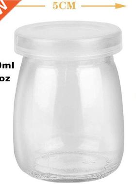8 Pieces Mini Yogurt Jars Glass Pudding Cups with PE Lids