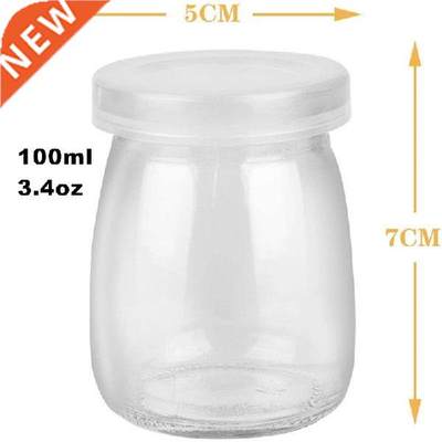 8 Pieces Mini Yogurt Jars Glass Pudding Cups with PE Lids