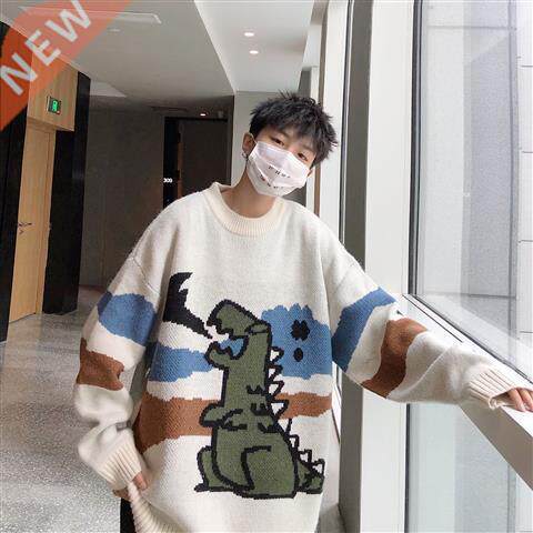 Sweater Men Y2k Sreetwear Retro Flame Pattern Hip Hop Autumn