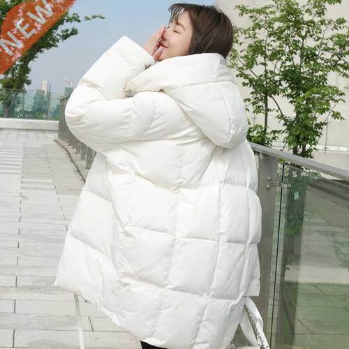Winter New Style Puffer Jackets Women White Zipper Long Down