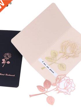 1pc Electroplated Gold Rose Metal Bookmark for Book Paper Cr
