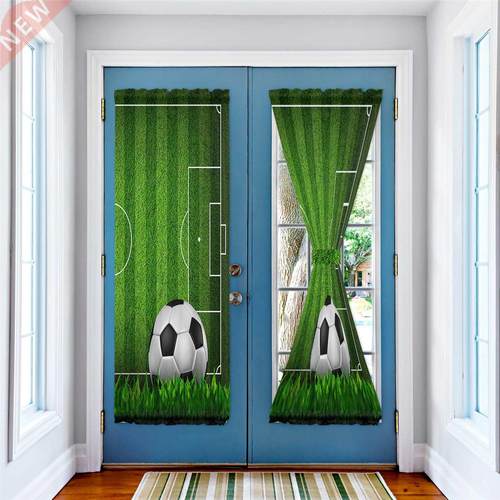 Soccer Football Game Gymnasium Green Window Curtain for