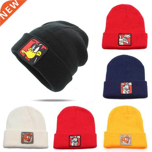 Warm Beanie Knitted Hat Cartoon Donald Embroidery Casual For