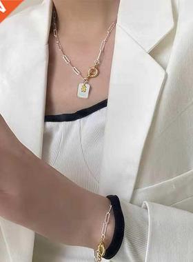 Fashion Hiphop Metal Square Bear Pendent Necklaces For Women