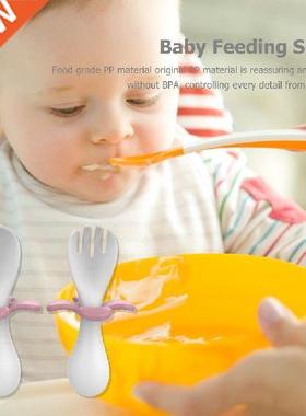 2pcs/set Food Grade Silicone ini Fork Spoon For Baby
