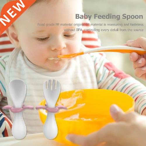 2pcs/set Food Grade Silicone ini Fork Spoon For Baby