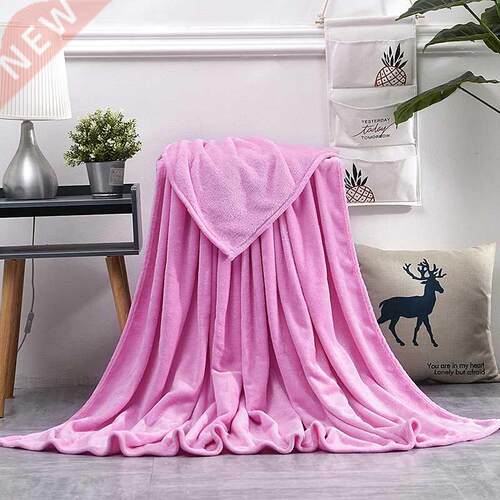 Super Soft Fleece Blanket Light Weight Solid Color Pink