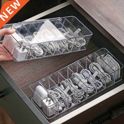 Cable Storage Box Transparent Plastic Data Line Storage