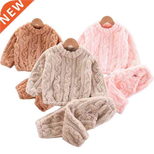 2021 New Clothing Set Plush Sweater+Pants 2Pcs For Girls Boy