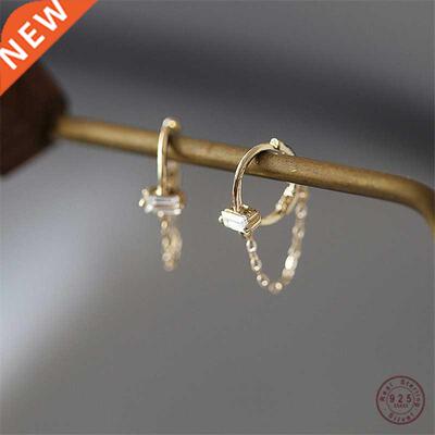925 Sterlng Slver French Smple Square Crystal Chan Earr