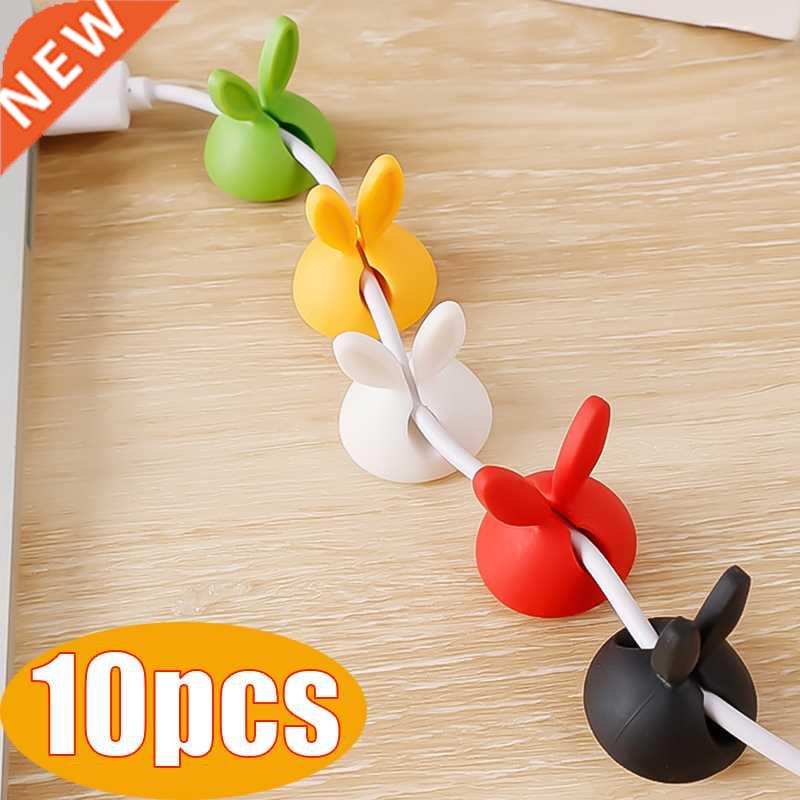 10pcs Cute Bunny Ears Cable Clips Silicone Self hesive Cab