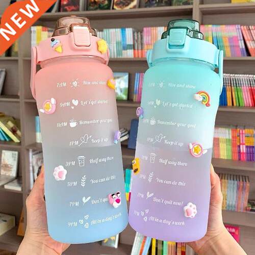 2 Liter Large-Capacity Water Bottle With Straw Girls Time Ma