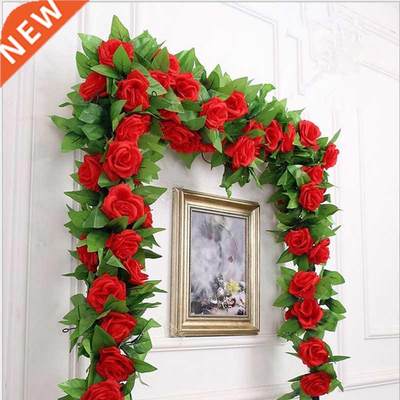 250CM Silk Roses Lvy Vine With Green Leaves For Home Wedding