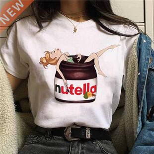 2022 Nutella Print T Shirt Women 90s Harajuku Kawaii Fashio