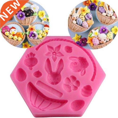 D Easter Rabbit Cake Mold Soap Mold Silicone Egg Flower