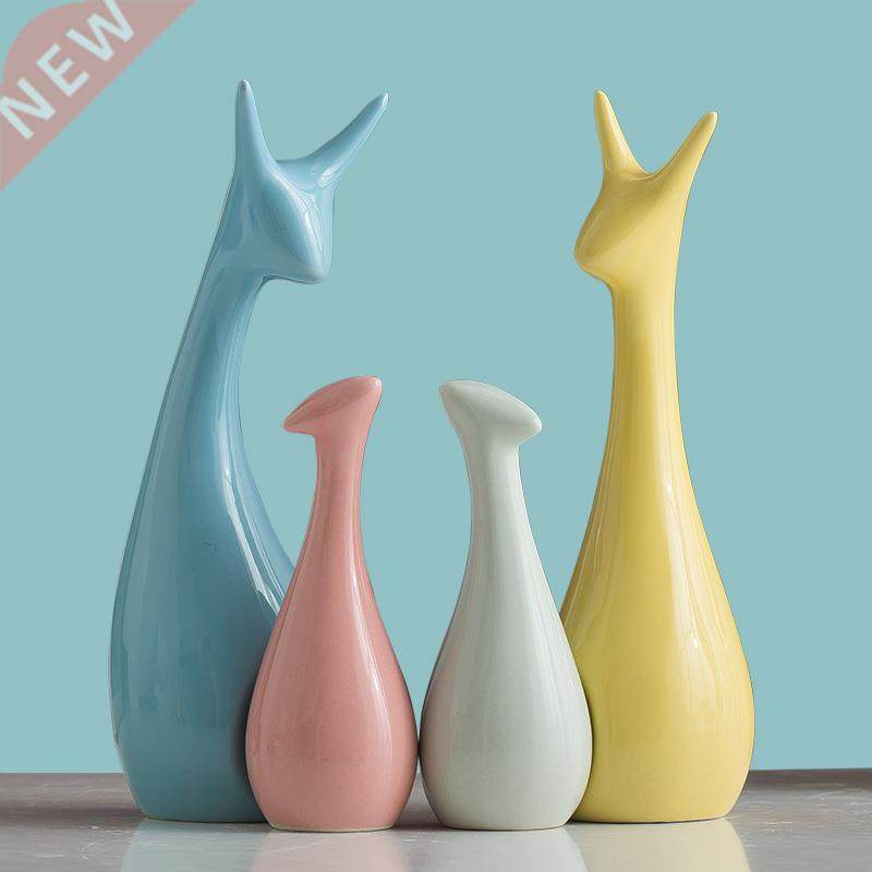 home ornament ceramic decoration family of three deer