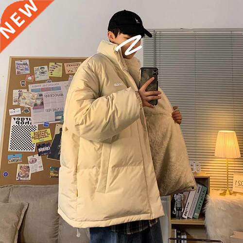 Privathinker Fleece Thicken Letter Graphic Men Winter Coat O