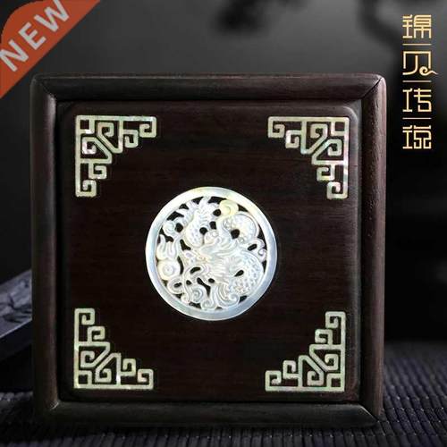 M-of-Pearl Lacquer Shell Carving Bracelet Box Small