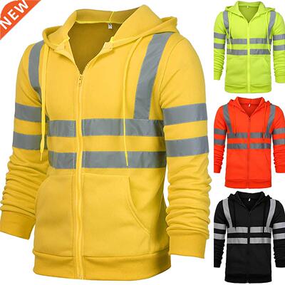VICABO Men Stripe Patchwork Hooded Jacket Ski Hoodies Refle